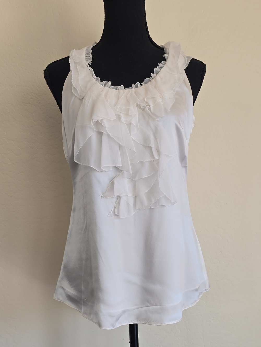 NWT Silk Ruffle Front Sleeveless Top